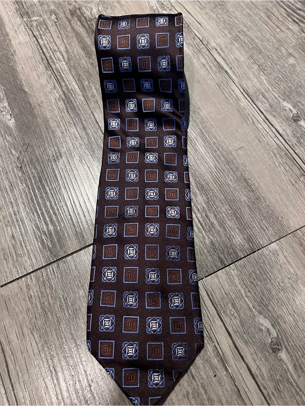 Robert Talbott “Best of class” brown and blue square silk tie